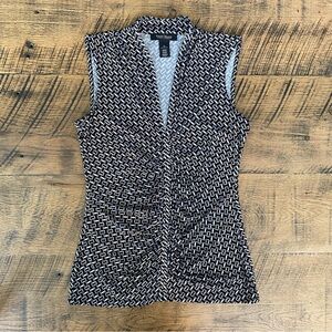 WHBM Geometric Print Ruched Tank, Size XS